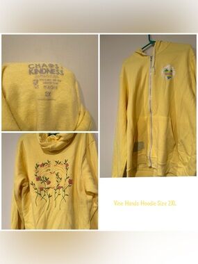 "Choose Kindness" Yellow Zip-Up Hoodie - 2XL